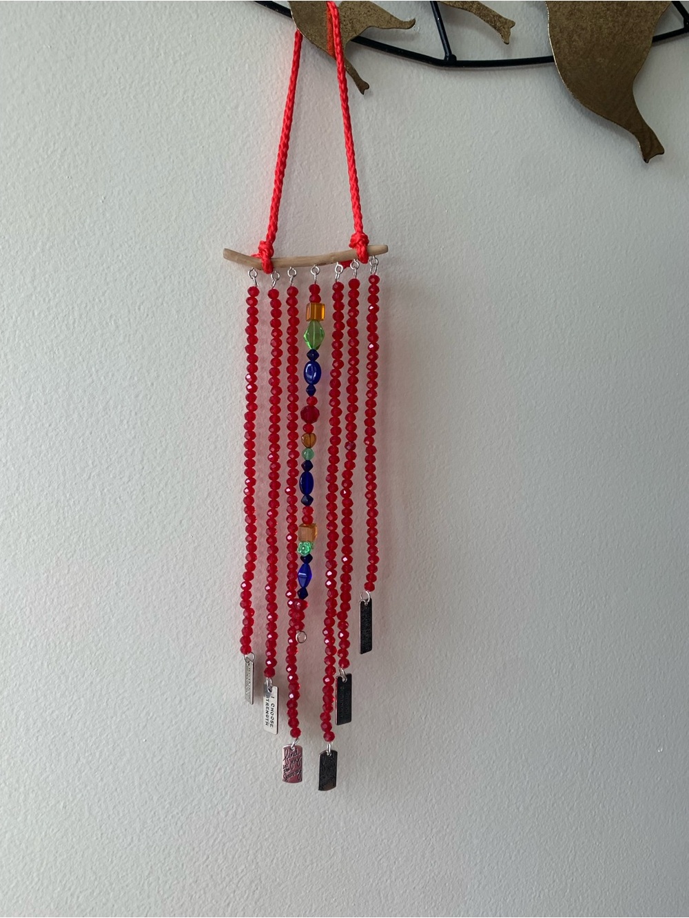 Festive Red beaded boho hanging decor